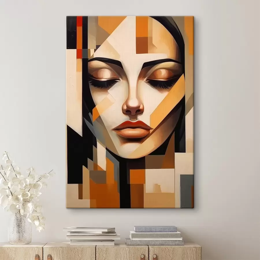  Peintures Portrait géométrique dans des couleurs chaudes s43281