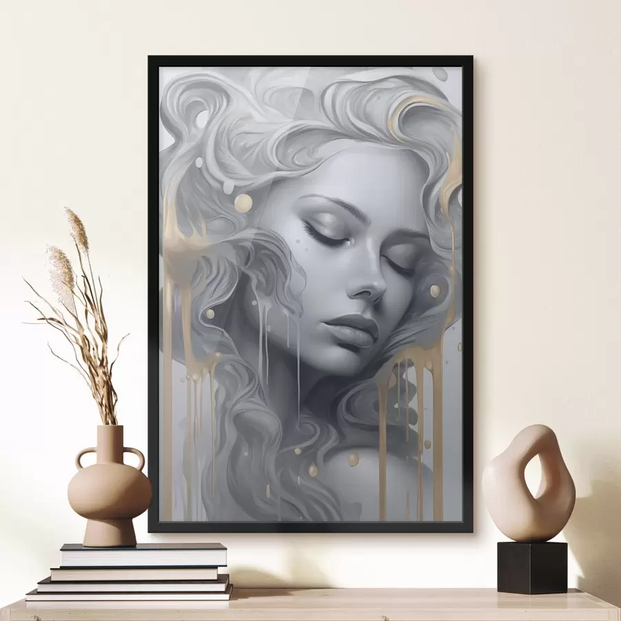 Fotobehang Portret met vloeiende lijnen f43278