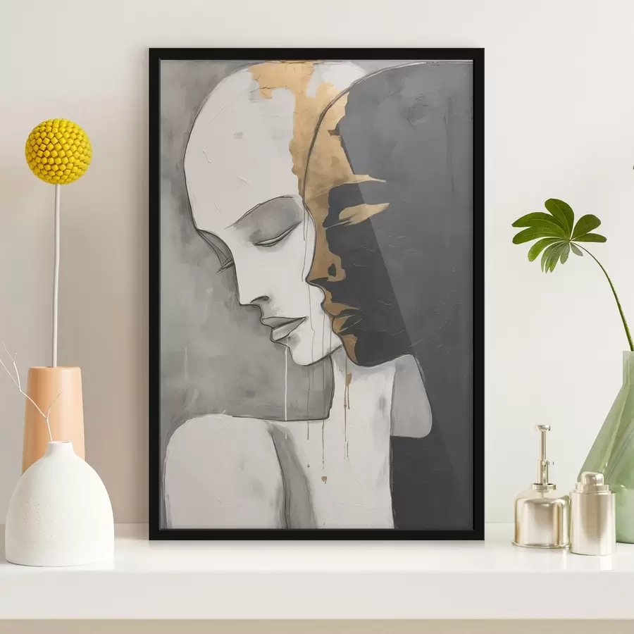 Fotobehang Contrasterende silhouetten met abstracte accenten f43280