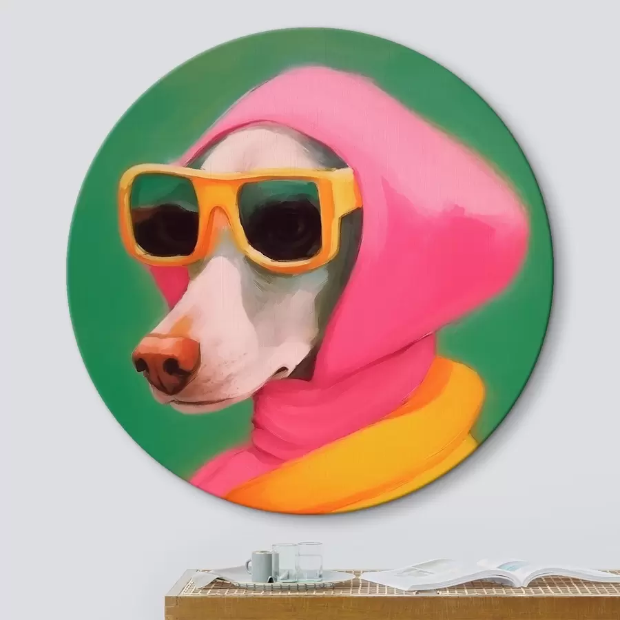  Schilderijen Stijlvolle hond in felle kleren r43265