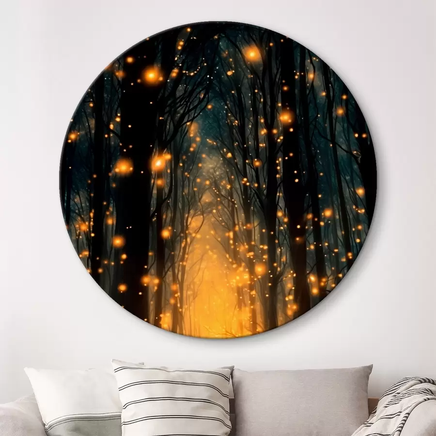 Fotobehang Magisch bos met vuurvliegjes r43272