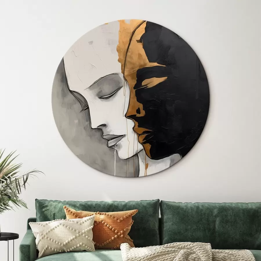  Schilderijen Contrasterende silhouetten met abstracte accenten r43280