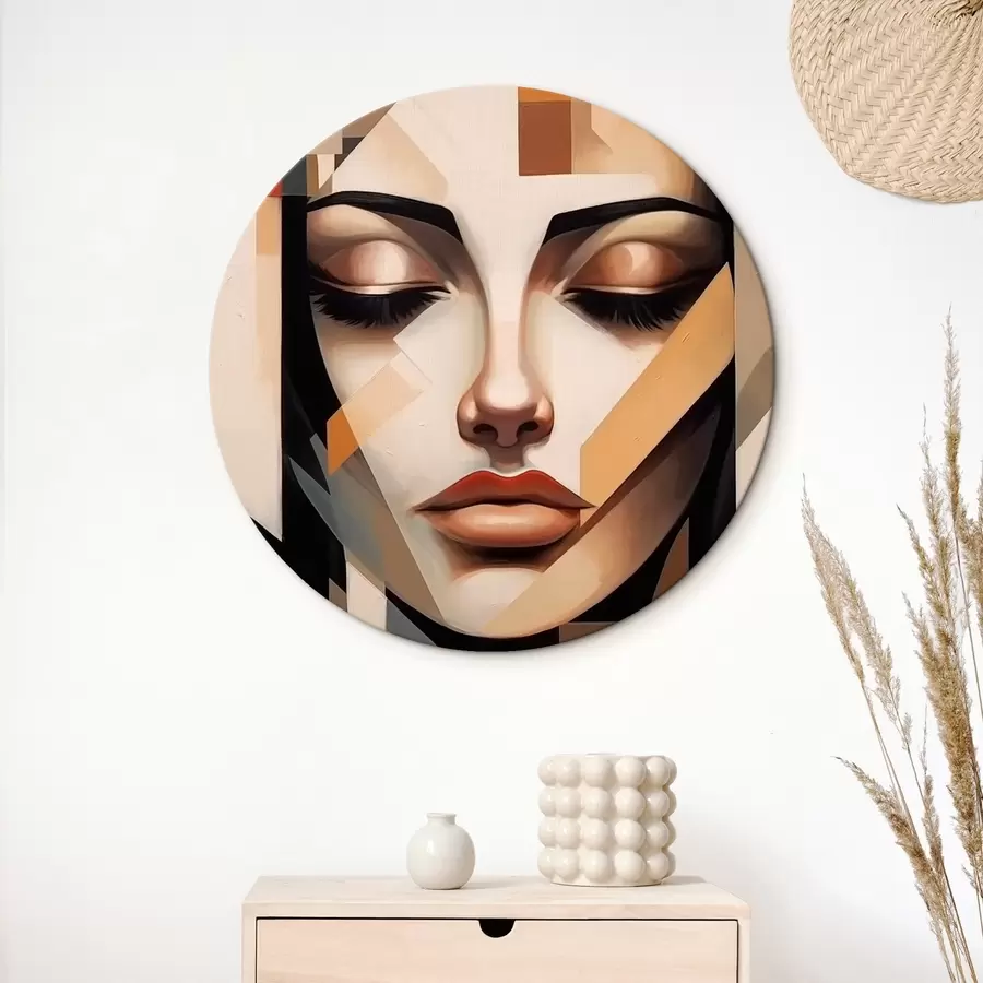  Schilderijen Geometrisch portret in warme kleuren r43281