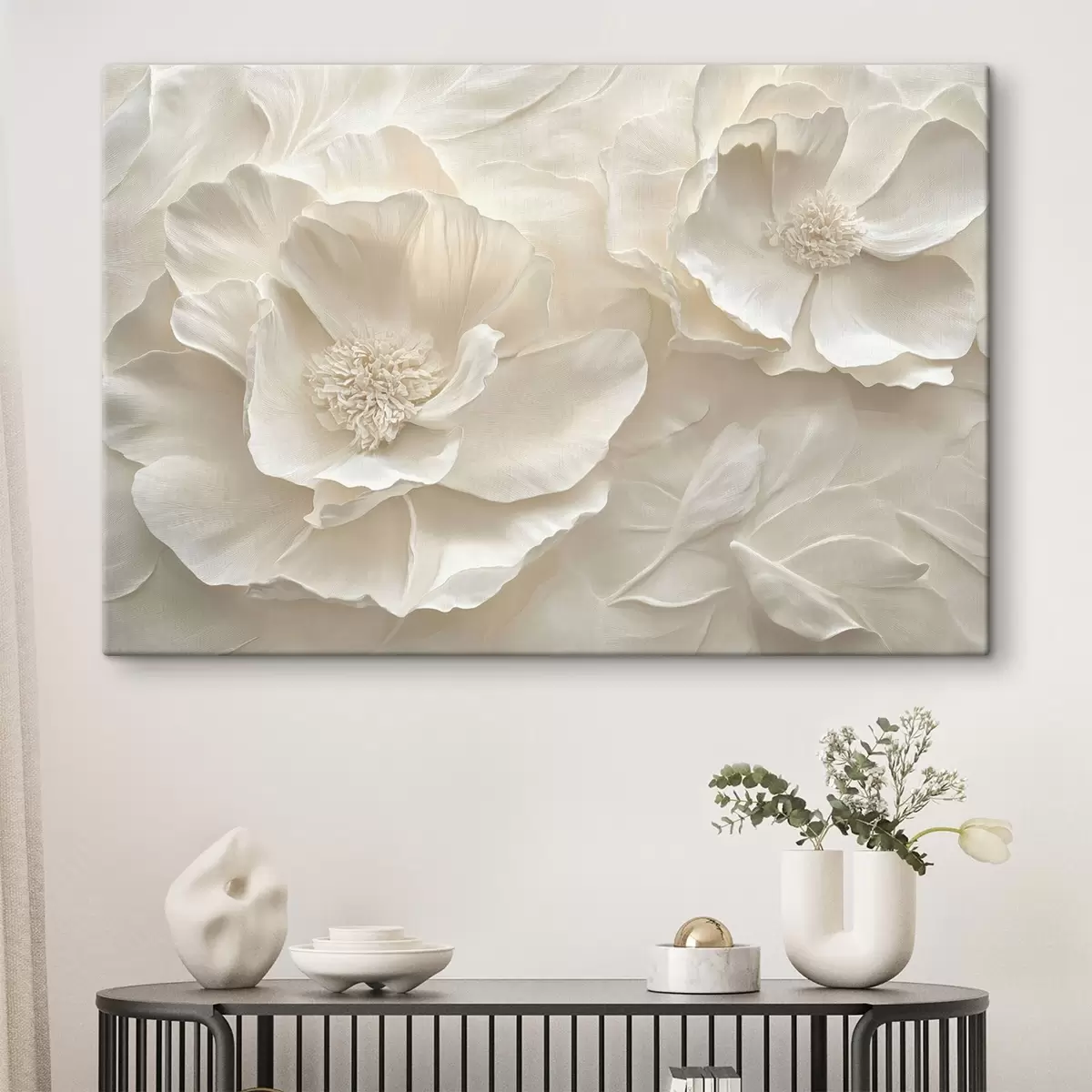  Peintures Grandes pivoines blanches aériennes s43312