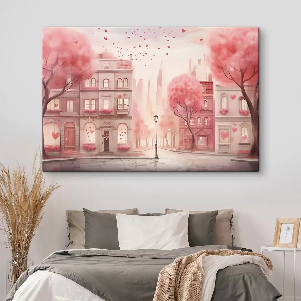  Peintures Rue romantique rose avec des cœurs s43324