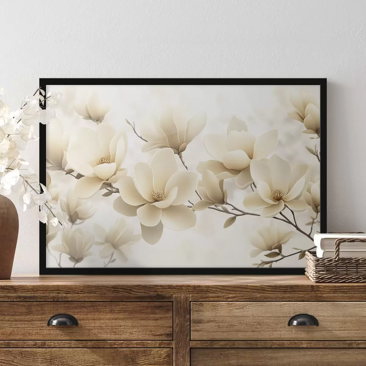 Poster Witte magnolia tak f43311