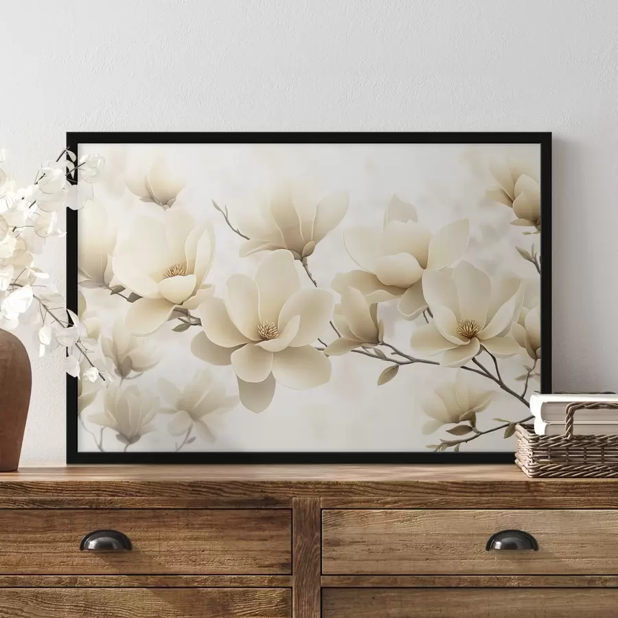 Papier peint photo Branche de magnolia blanc f43311