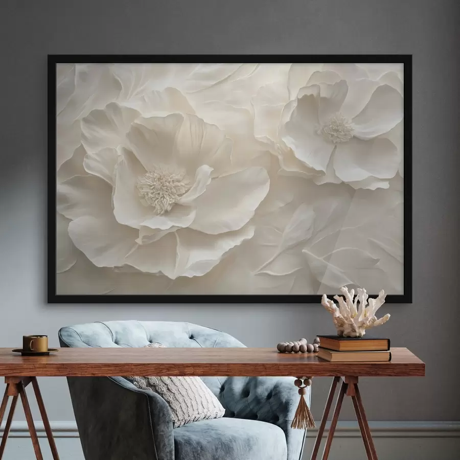  Peintures Grandes pivoines blanches aériennes f43312