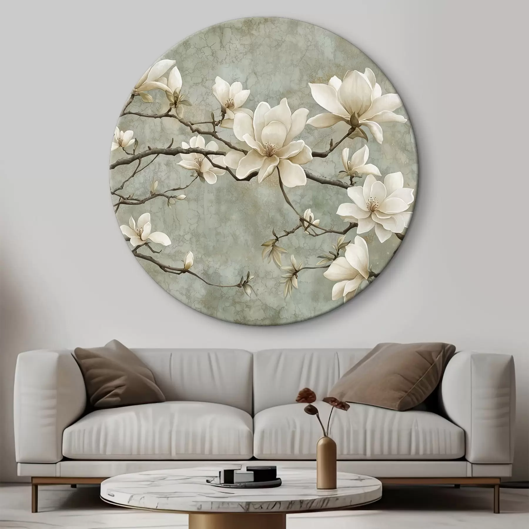  Schilderijen Magnolia tak op een pastel grunge achtergrond r43322