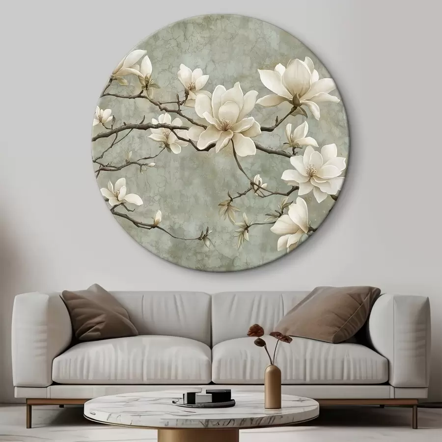  Schilderijen Magnolia tak op een pastel grunge achtergrond r43322