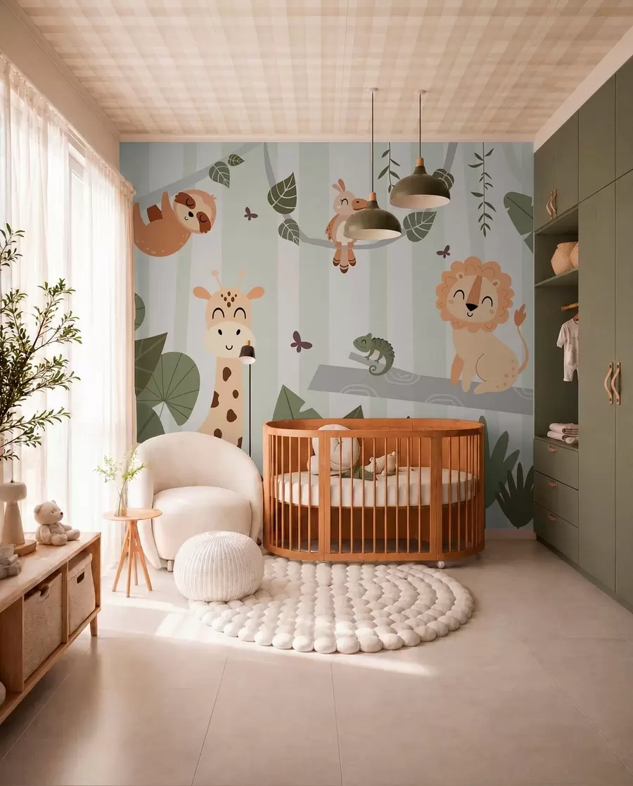 Fotobehang Landschap met tropische dieren w03376