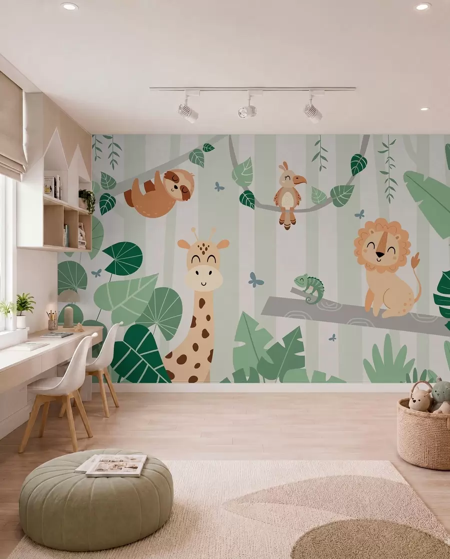 Fotobehang Safarivrienden in de bomen w03376v1