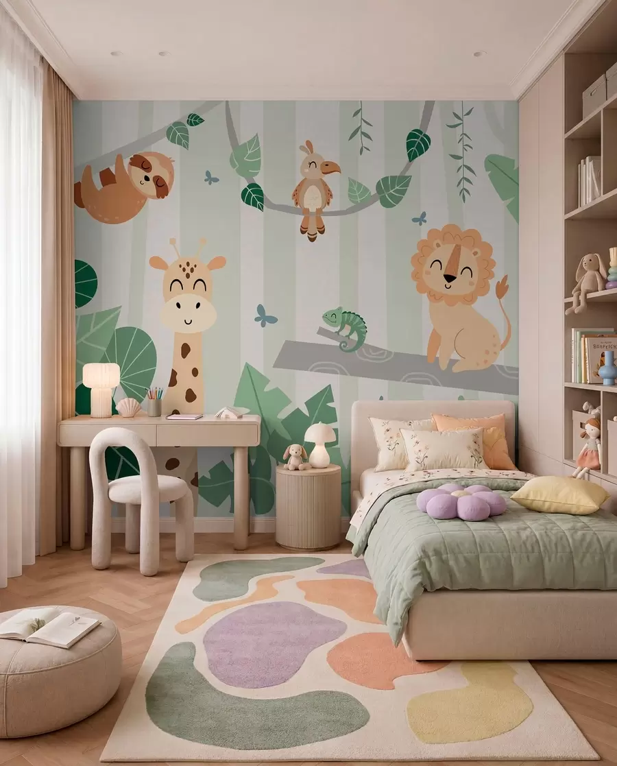 Fotobehang Safarivrienden in de bomen w03376v1