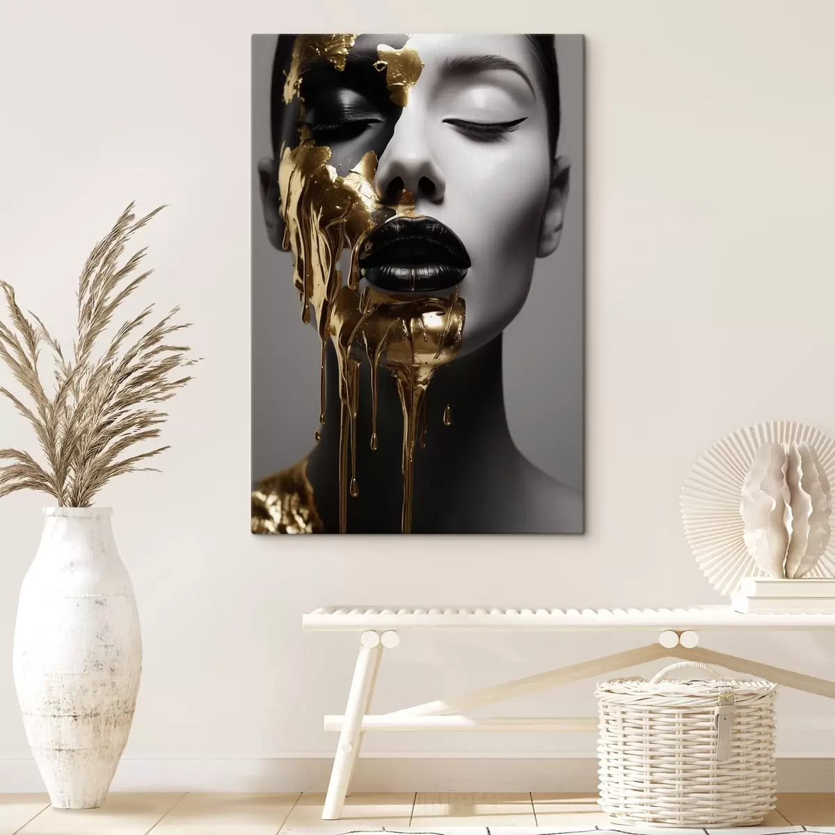  Schilderijen Mensen, meisje met zwarte lippen s43337