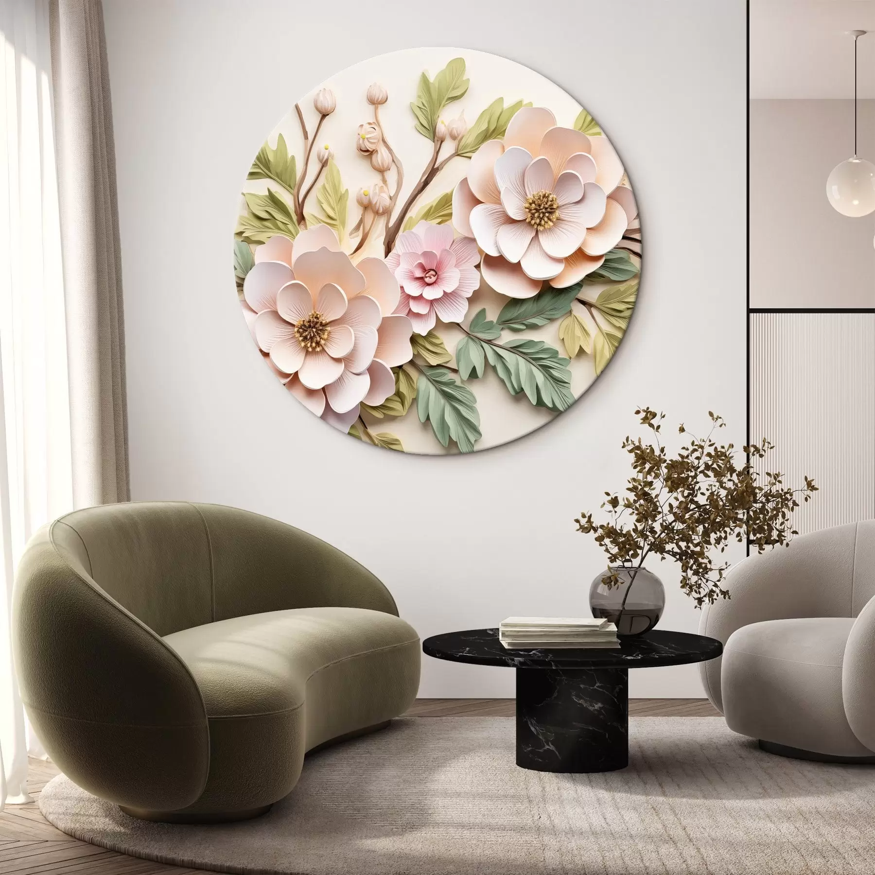 Fotobehang Grote bloemtakken, imitatie van gieten r43333