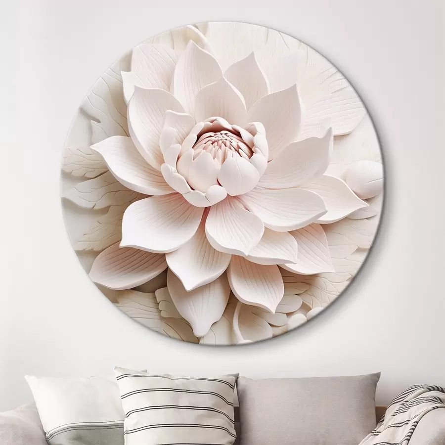  Schilderijen Grote lotusbloem in bas-reliëfstijl r43335