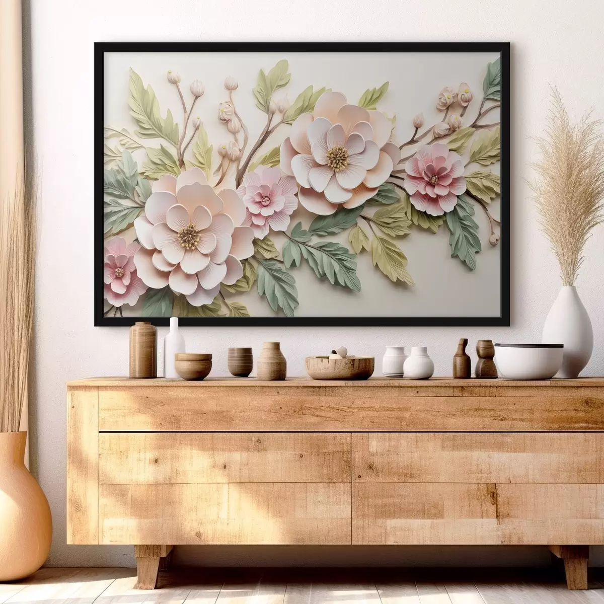 Affiche Grandes branches de fleurs, imitation de moulage f43333