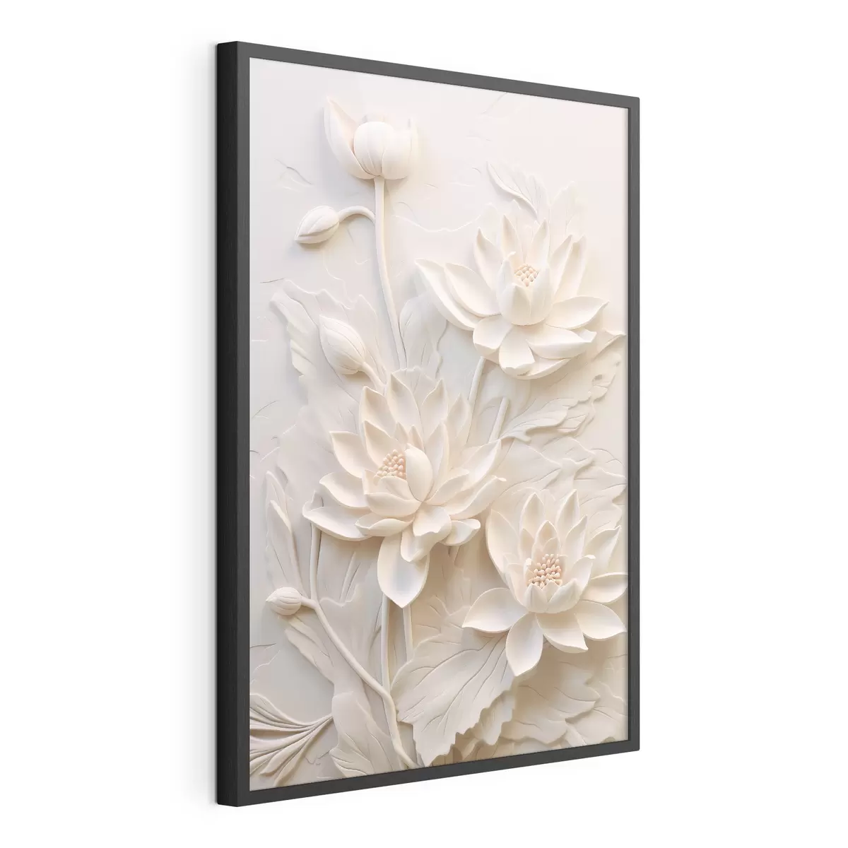 Affiche Moulure blanche, imitation, fleurs f43334