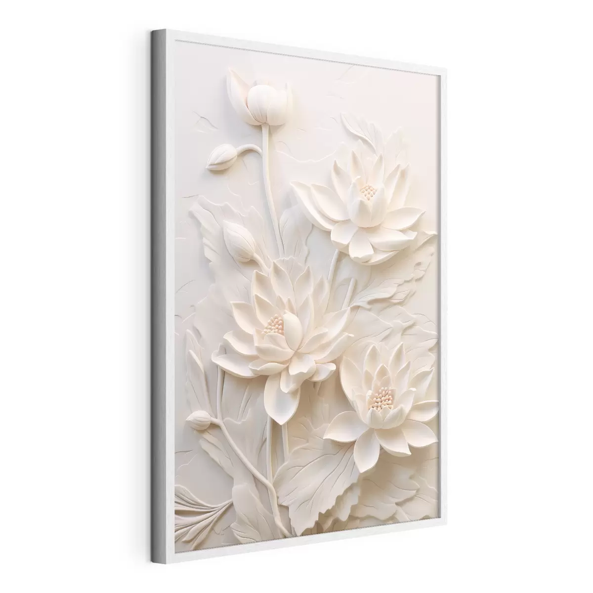 Affiche Moulure blanche, imitation, fleurs f43334