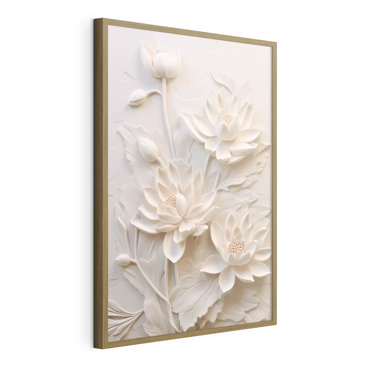 Affiche Moulure blanche, imitation, fleurs f43334