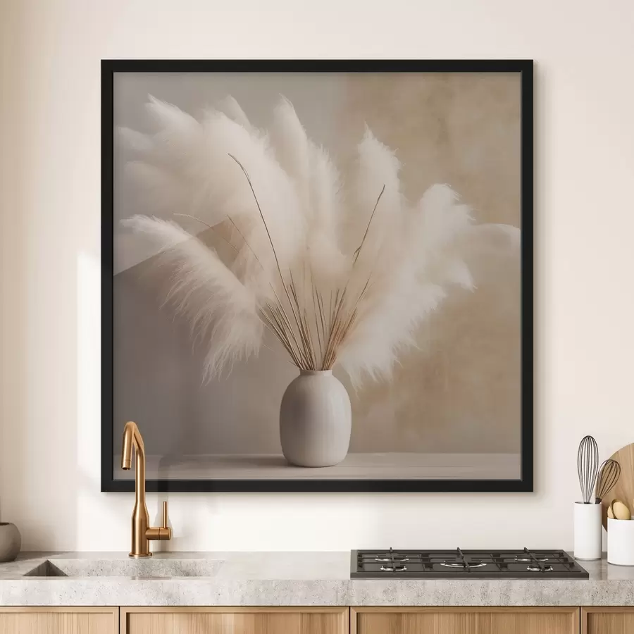 Fotobehang Pluizige takken riet in een vaas op tafel f43338