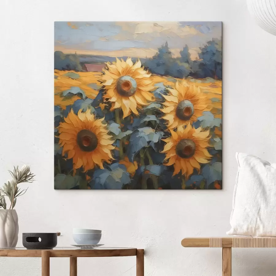  Schilderijen Zonnebloemen imitatieschilderij s43359