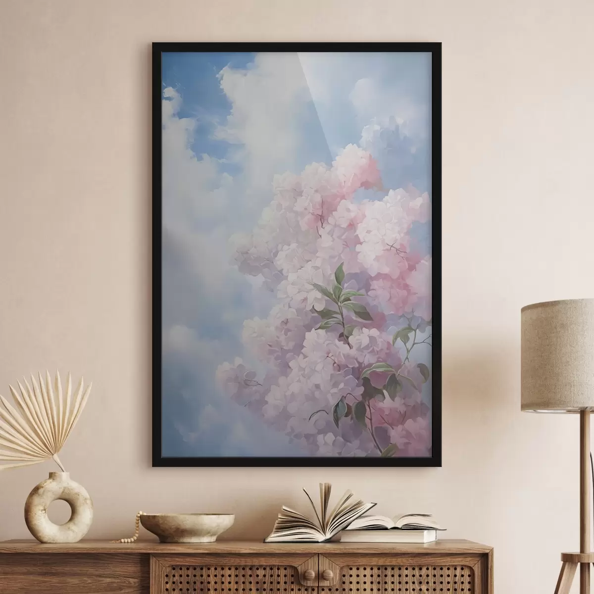 Poster Delicate bloemen tegen de lucht f43350