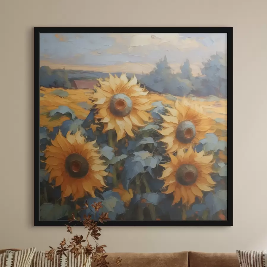 Papier peint photo Peinture imitation tournesol f43359