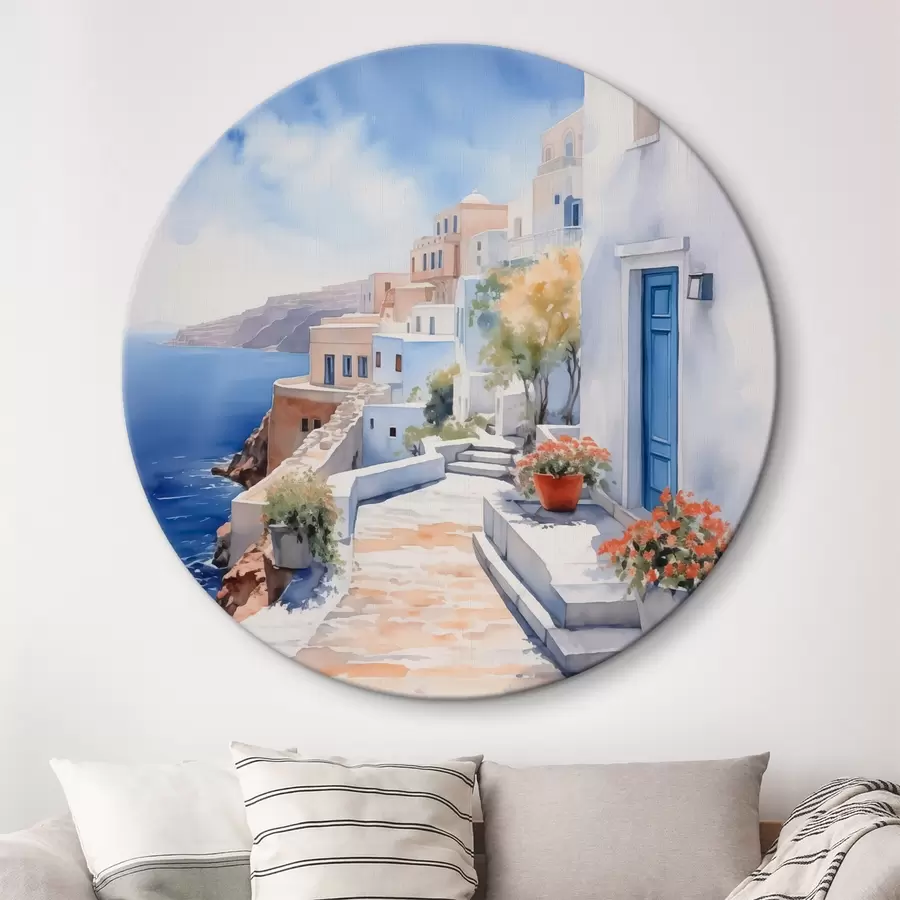  Schilderijen Huizen aan zee imitatie van aquarel r43346