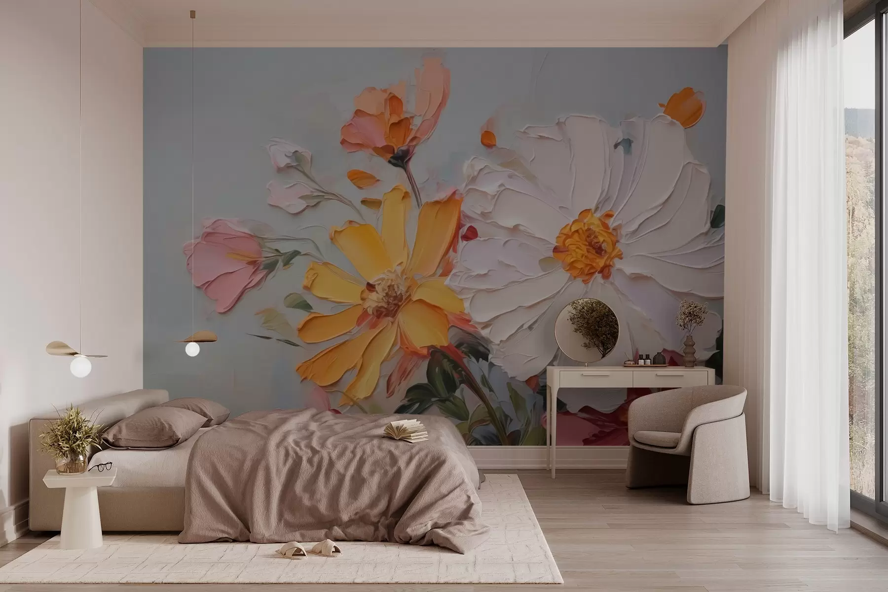Fotobehang Bloemen imitatieschilderij w03417