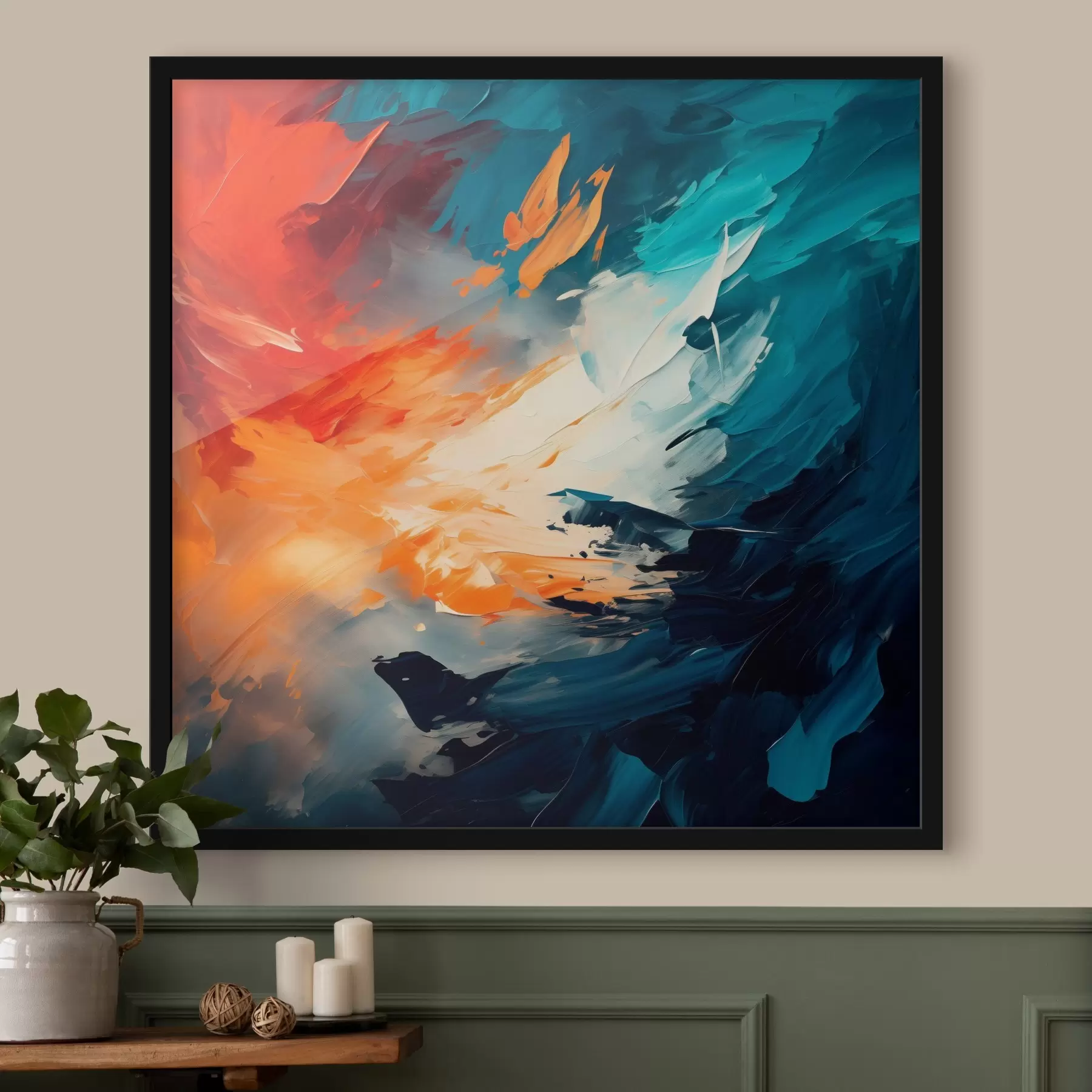  Schilderijen Abstract schilderij met grote expressieve penseelstreken f43363