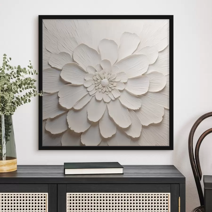 Fotobehang Grote witte bloem met volumineuze bloemblaadjes f43364