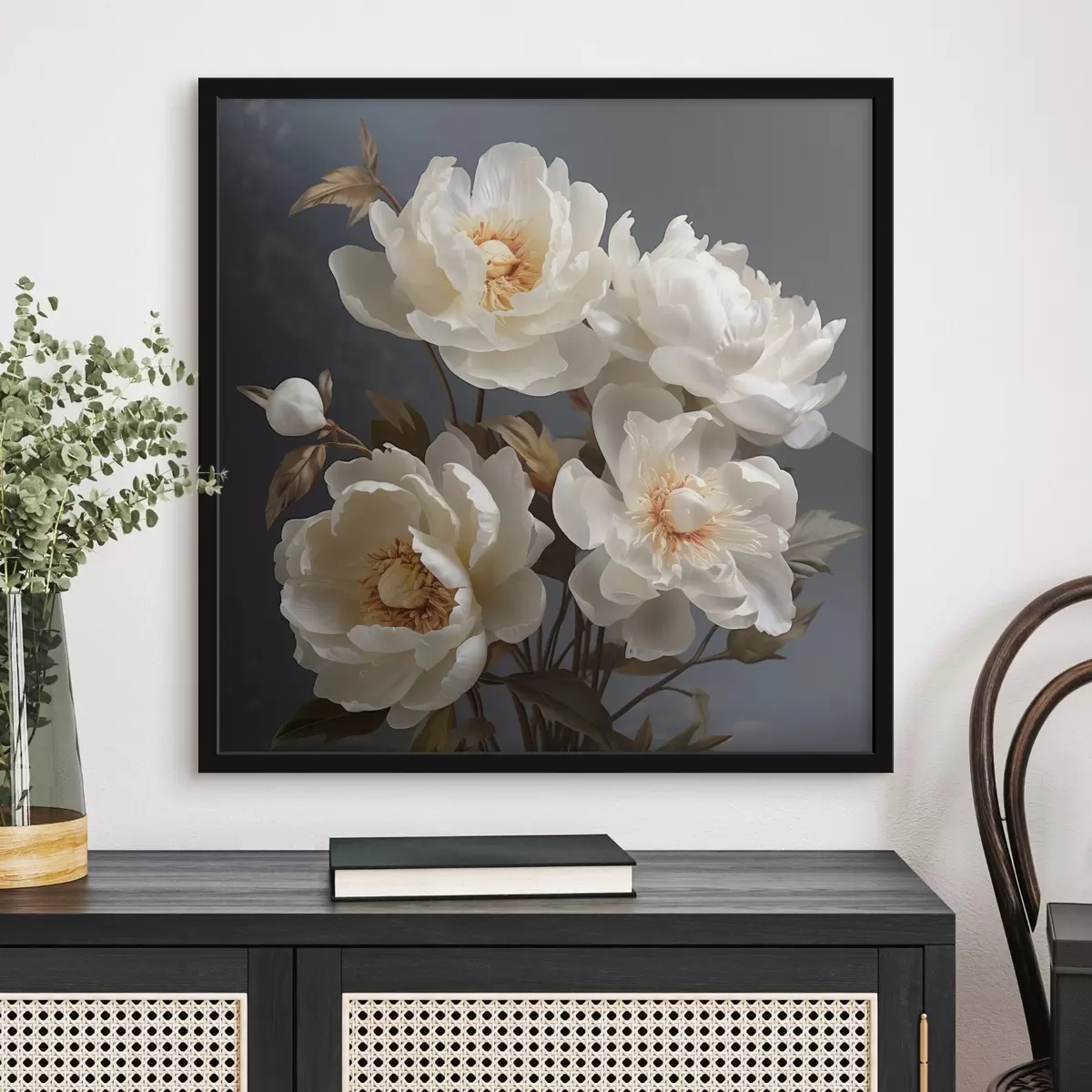 Affiche Composition de pivoines blanches f43368