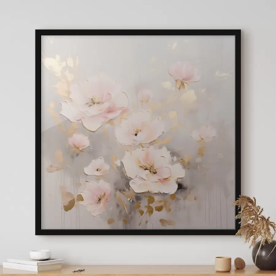Fotobehang Roze elegante bloemen in schilderstijl f43372