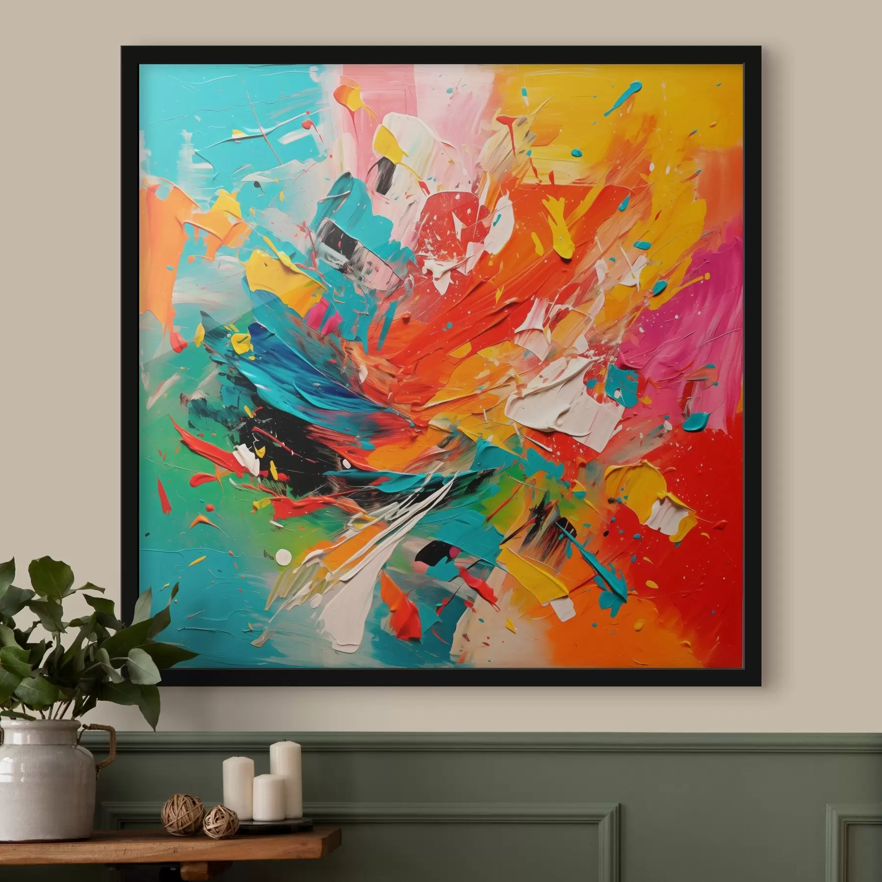  Schilderijen Abstracte kleurrijke imitatie van penseelstreken f43377