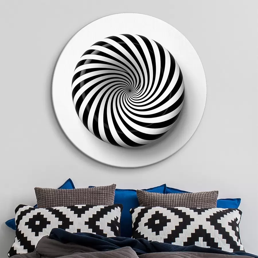  Schilderijen Geometrische wervelende afbeelding, zwarte afbeeldingen op een witte achtergrond r43376