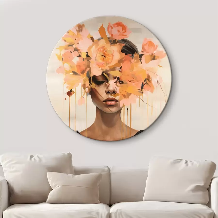  Schilderijen Meisje met verf op haar gezicht en bloemen op haar hoofd r43382