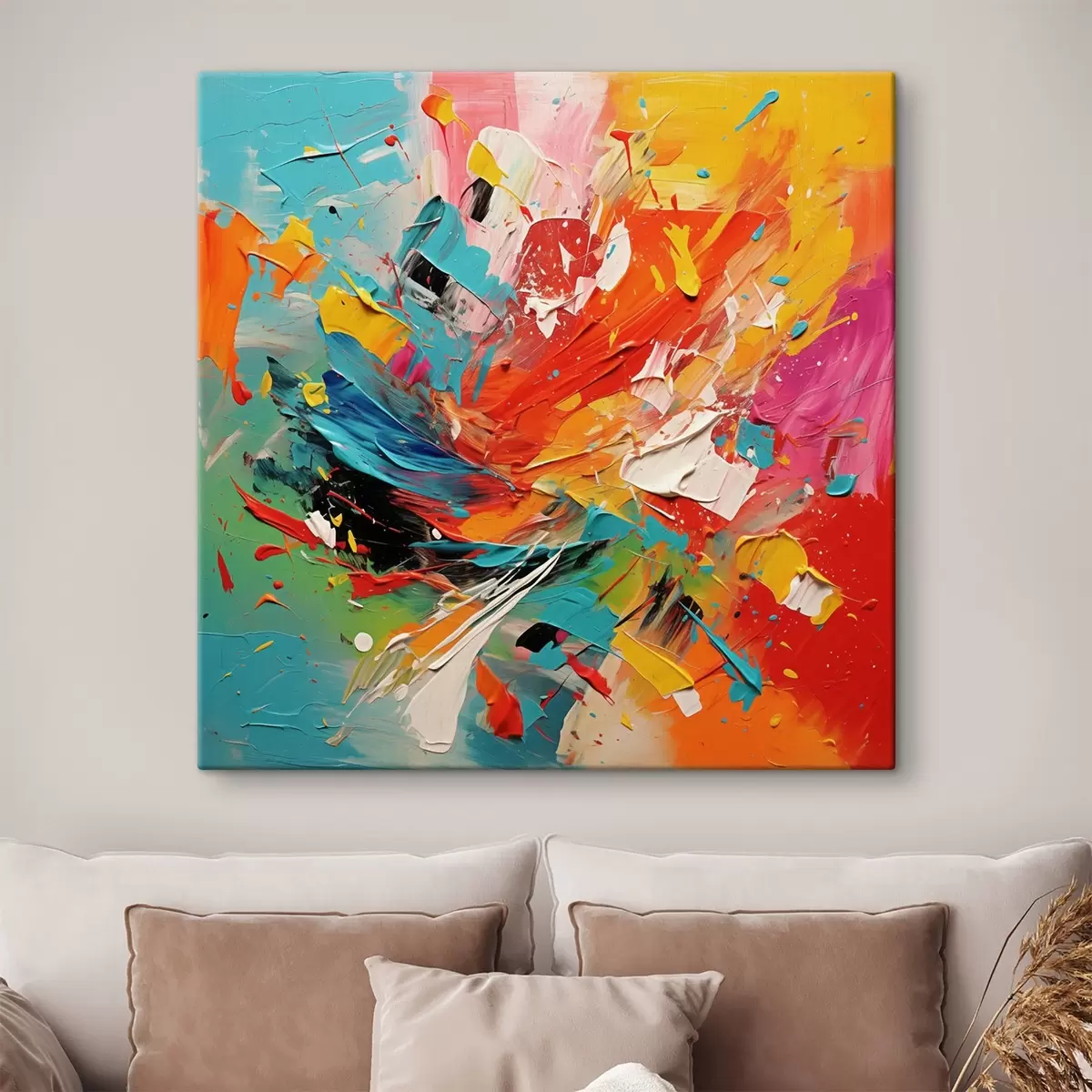  Schilderijen Abstracte kleurrijke imitatie van penseelstreken s43377