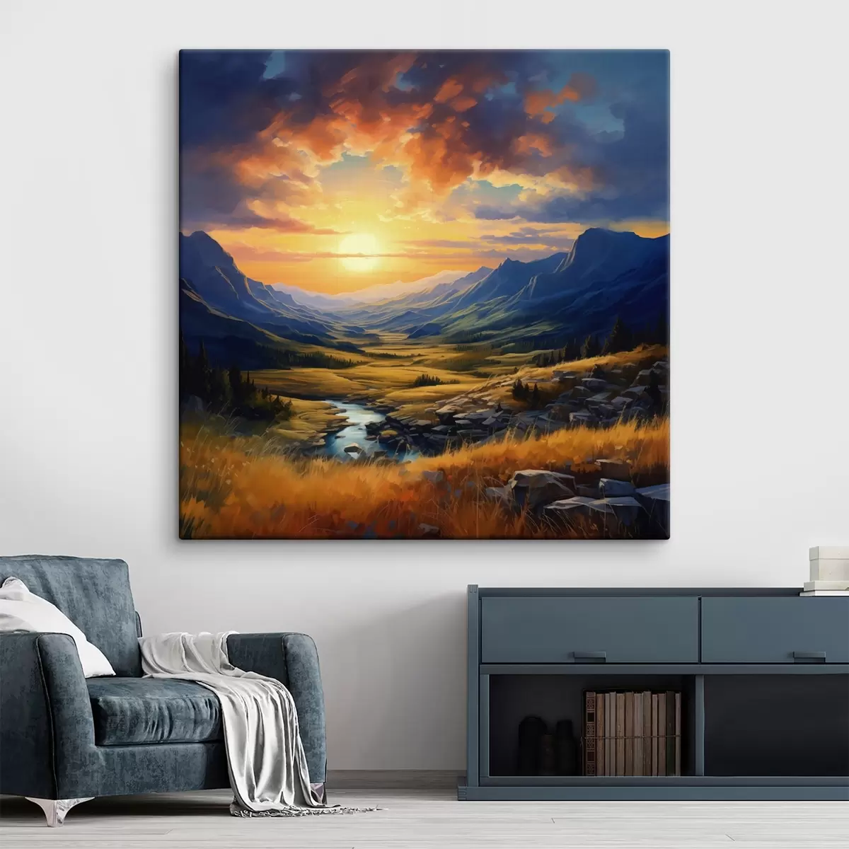  Peintures Paysage de montagne au coucher du soleil s43378