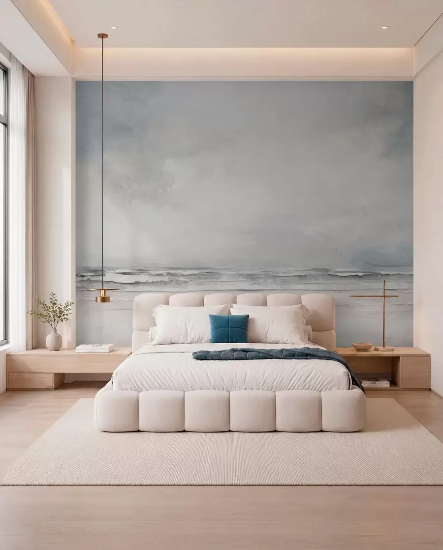 Fotobehang Abstracte horizon van lucht en zee die elkaar ontmoeten w03441