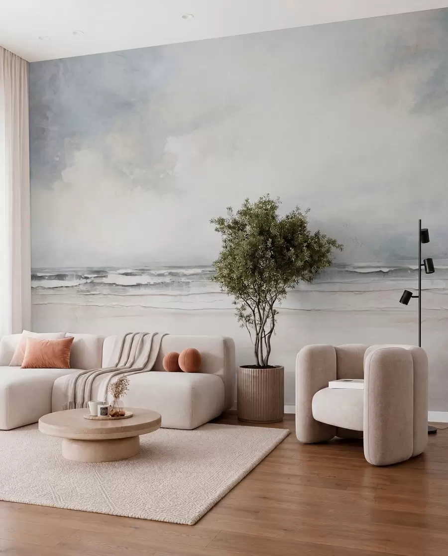 Fotobehang Abstracte horizon van lucht en zee die elkaar ontmoeten w03441