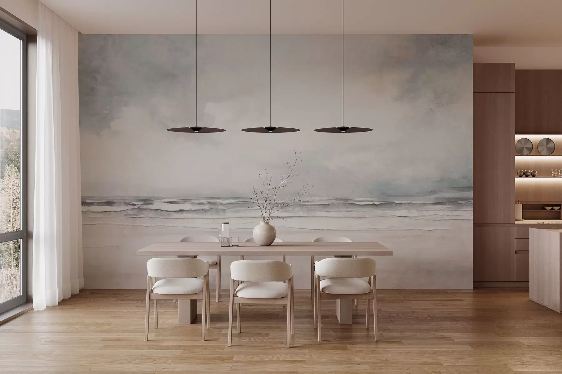 Fotobehang Abstracte horizon van lucht en zee die elkaar ontmoeten w03441