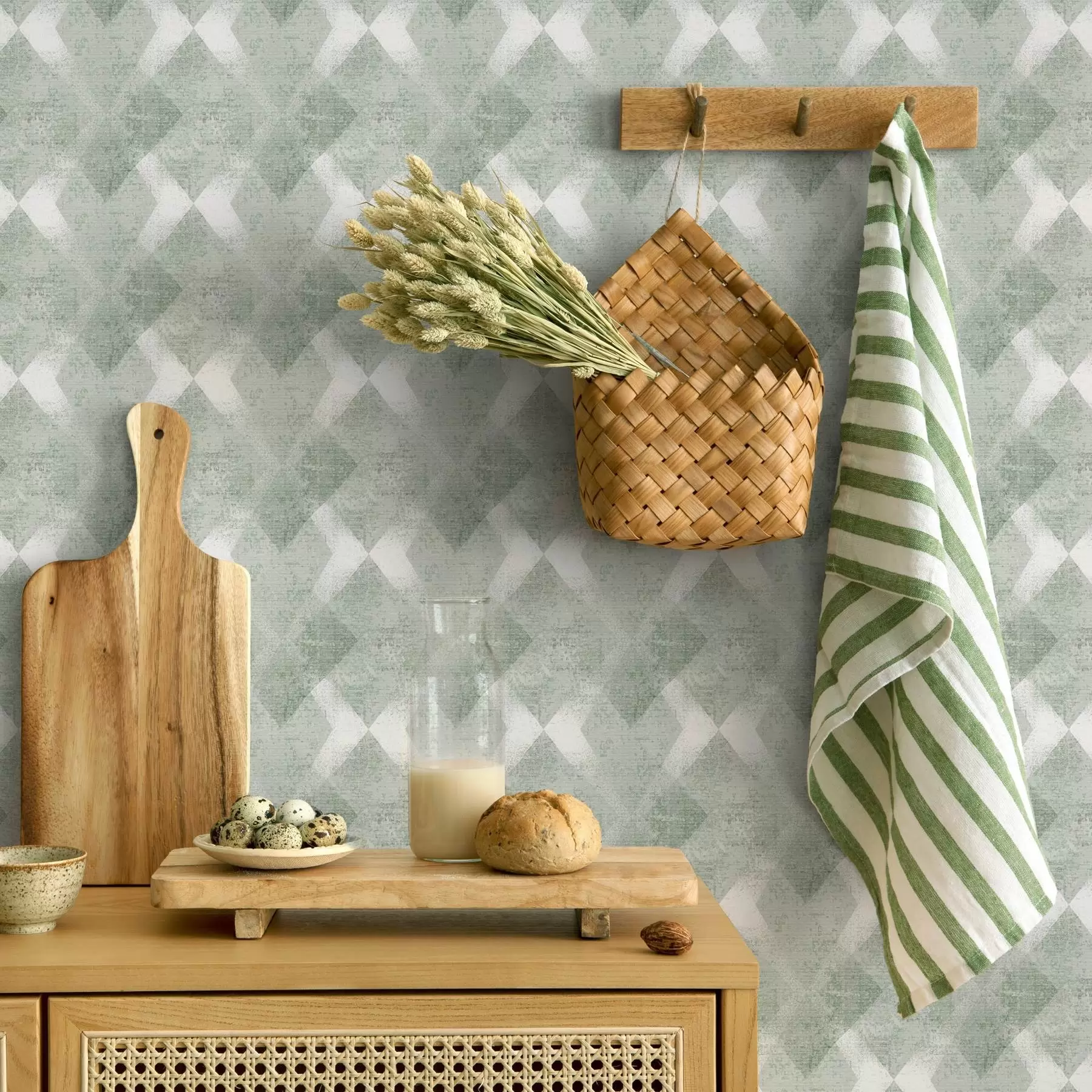 Fotobehang Ruitjes in groene kleuren a00007v2