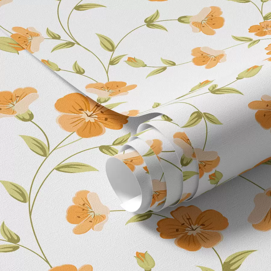 Papier peint photo Fleurs orange sur fond blanc a00015