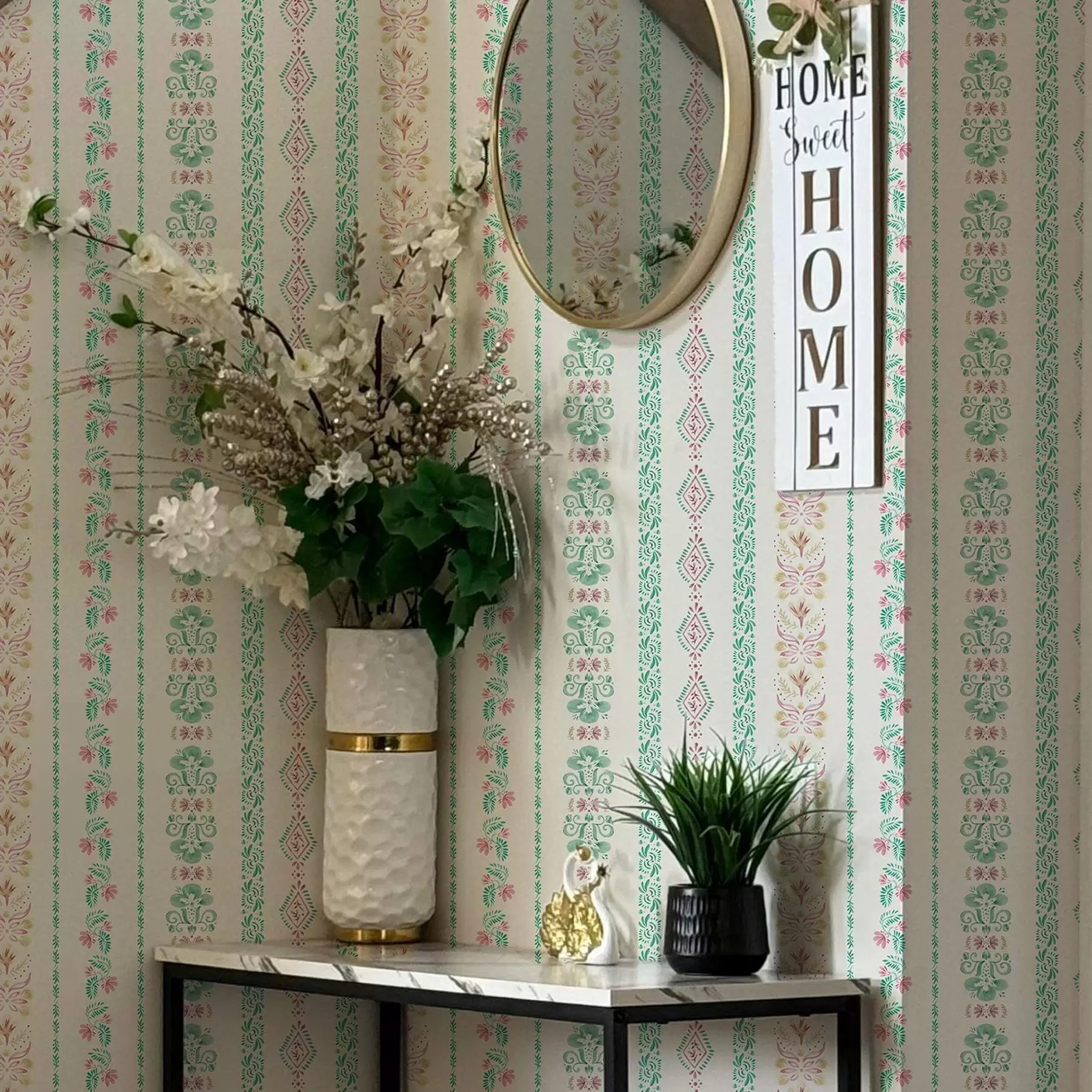 Fotobehang Gevoelig geometrisch ornament in aquarelstijl a00034