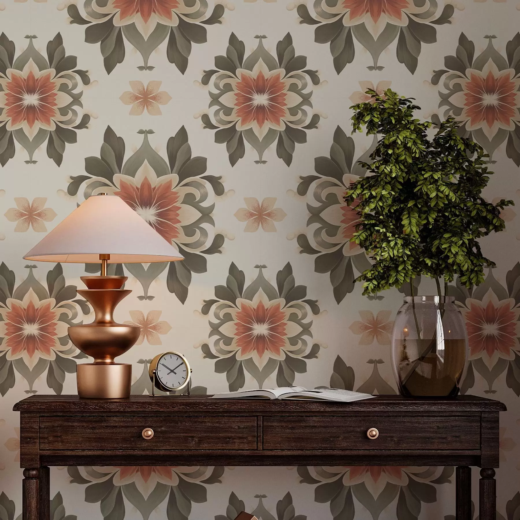 Fotobehang Abstract bloemenpatroon op lichte achtergrond a00069v1