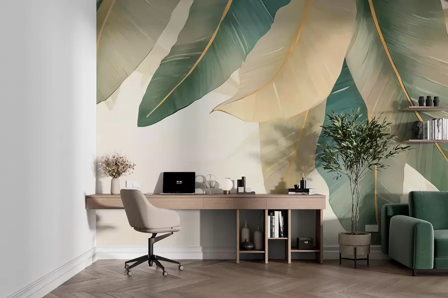 Papier peint photo Feuilles tropicales vertes w03433