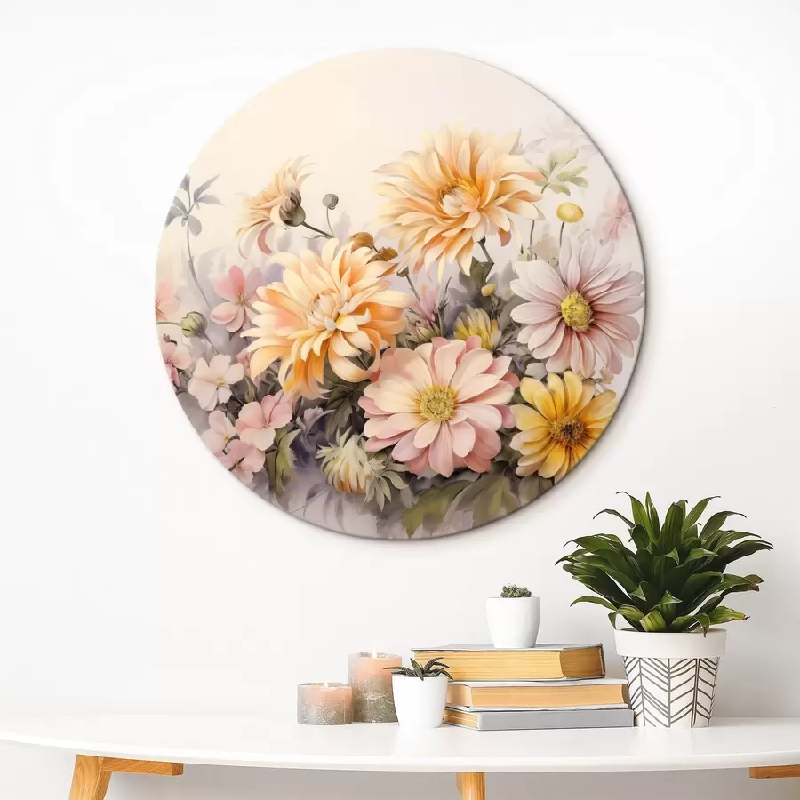  Peintures Collection de fleurs roses, jaunes et orange, fond clair, couleurs douces, style vintage, illustration botanique r43401