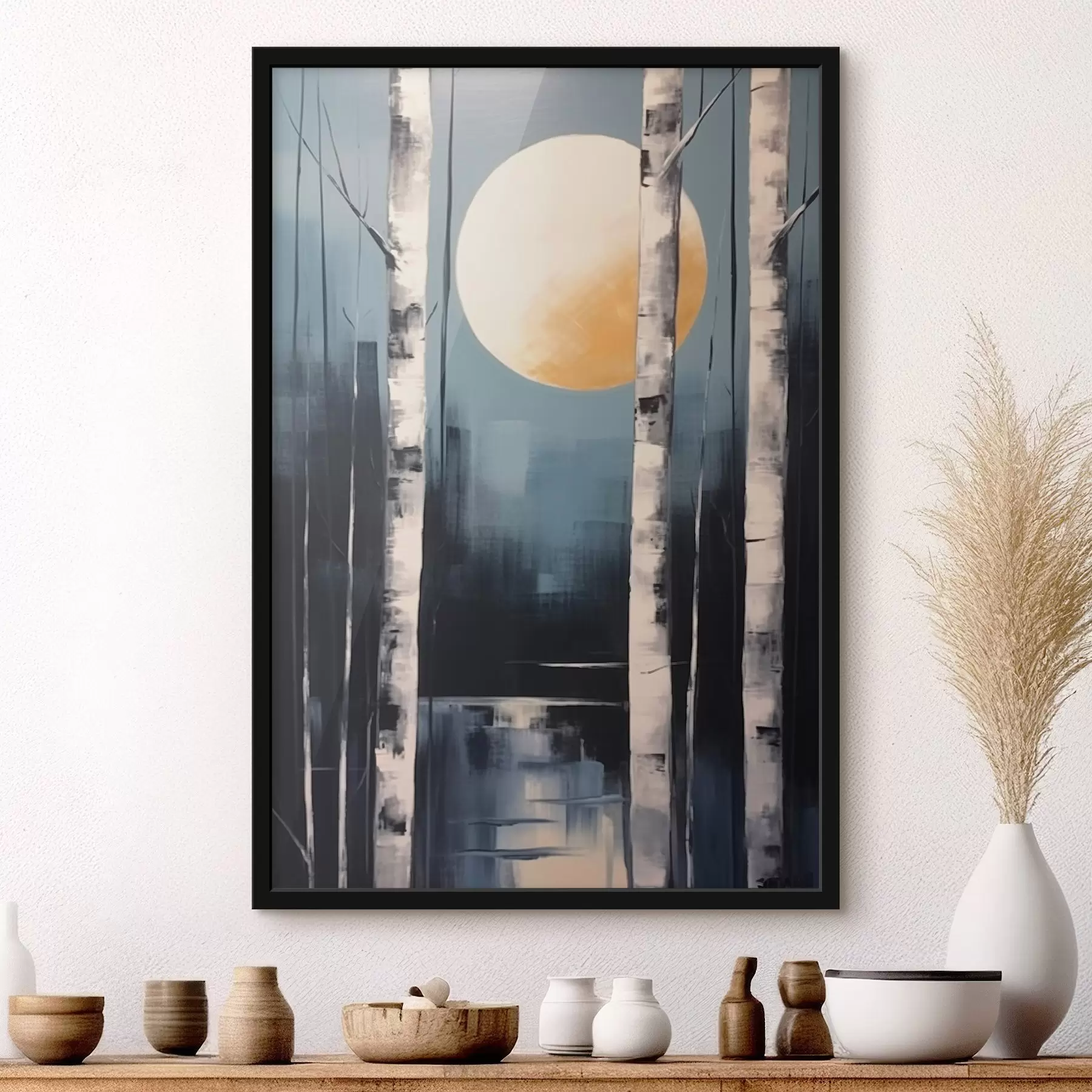 Fotobehang Grafische afbeelding van berkenbos f43413