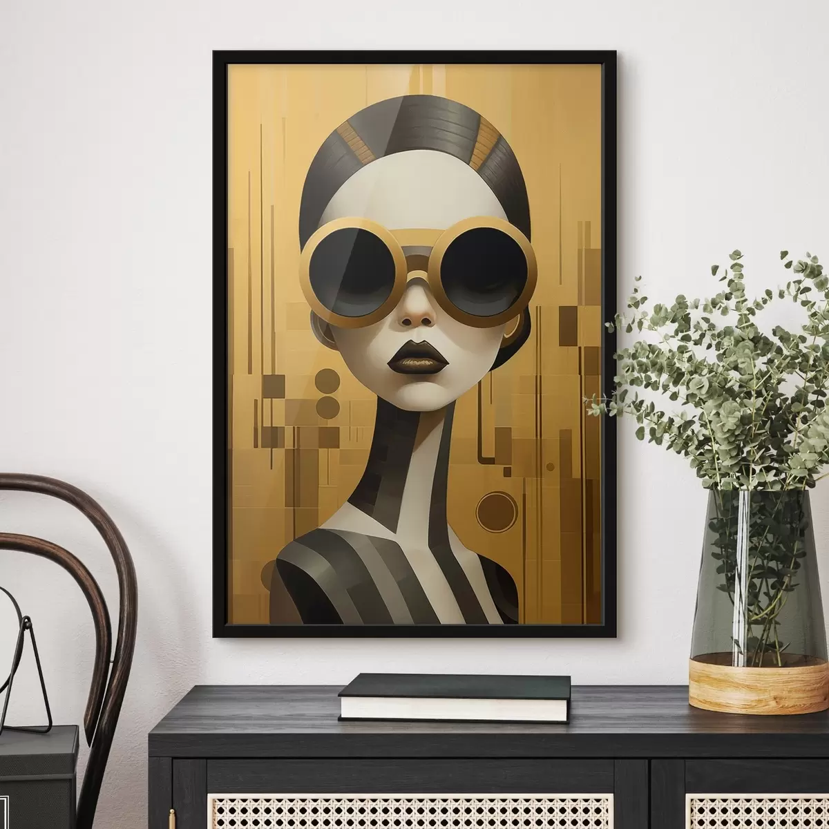 Affiche Portrait féminin décoratif dans un style rétro f43415